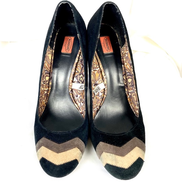Missoni x Target Suede Round Toe Pumps Block Heels - Picture 5 of 10
